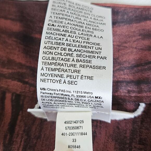 Chico’s Reversible Open Front Cardigan Duster Jacket Size 2 Large Abstract Satin - Picture 16 of 16